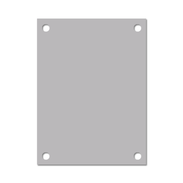 Hål i varje hörn för montering med skruvar