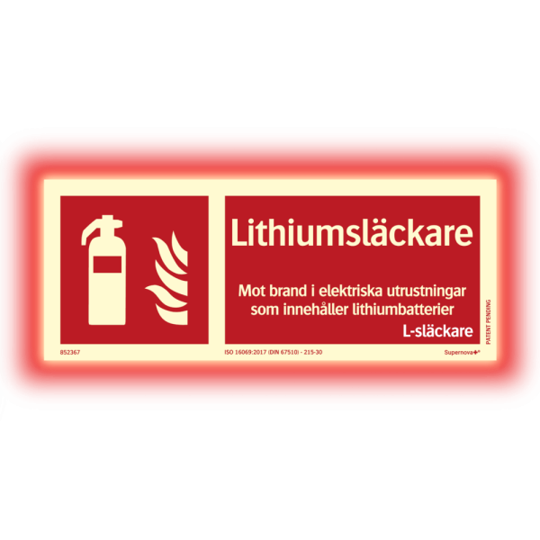 Supernova+® Lithiumsläckare ISO - Färgefterlysande 100 x 250 mm