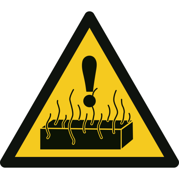 Försiktighet! Stark värme varningsskylt