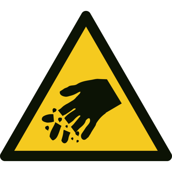 Risk för avhuggna fingrar varningsskylt