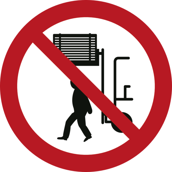 Gå inte under en upplyft last förbudsskylt