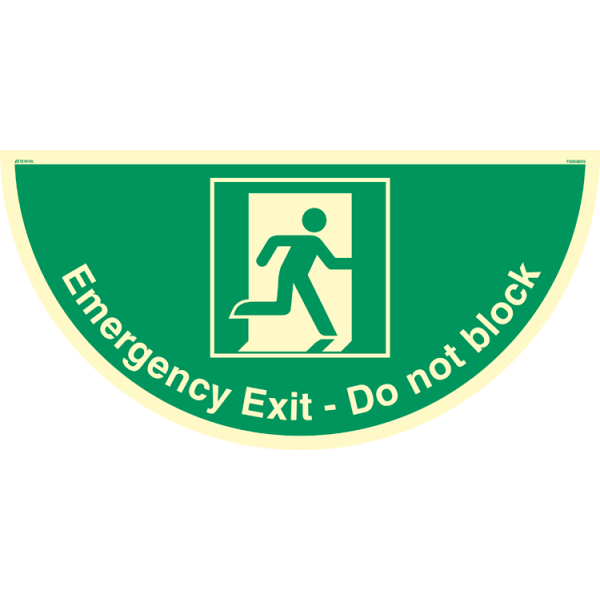 Emergency exit - Do not block - Efterlysande Golvskylt - ISO 7010