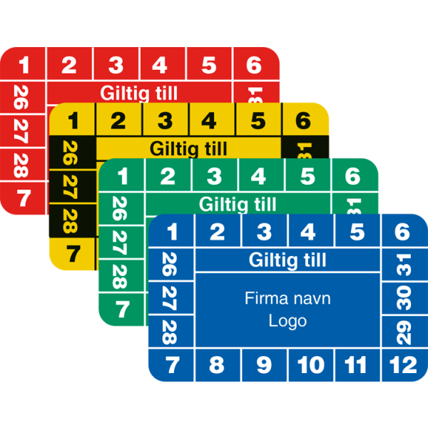 Giltig till - Kontrollmärken med företagsnamn