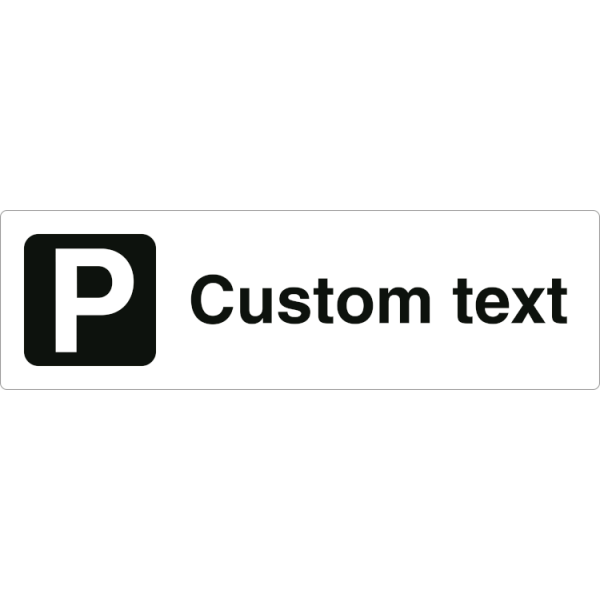 Parkeringsskylt – vit hänvisningsskylt utan pil och valfri text, 150 x 500 mm 3 mm alu-sandwich