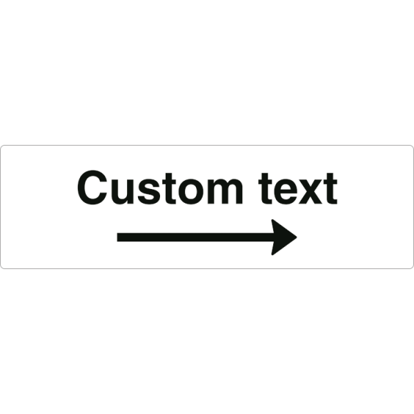 Hänvisningsskylt – vit hänvisningsskylt med höger pil och valfri text, 150 x 500 mm 3 mm alu-sandwich
