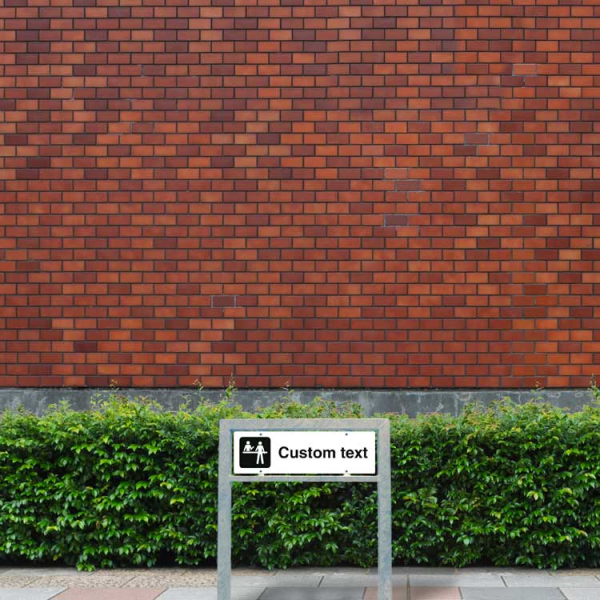 Receptionsskylt – vit hänvisningsskylt utan pil och valfri text, 150 x 500 mm 3 mm alu-sandwich