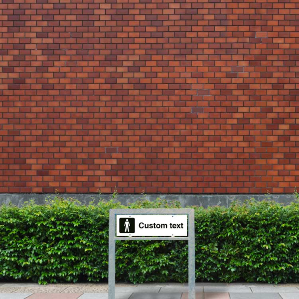 Herr-WC-skylt – vit hänvisningsskylt utan pil och valfri text, 150 x 500 mm 3 mm alu-sandwich