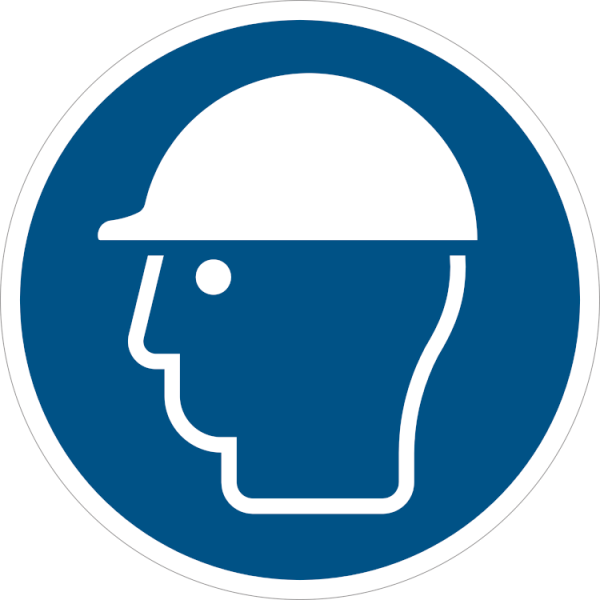 Huvudskydd obligatoriskt påbudskylt - ISO 7010