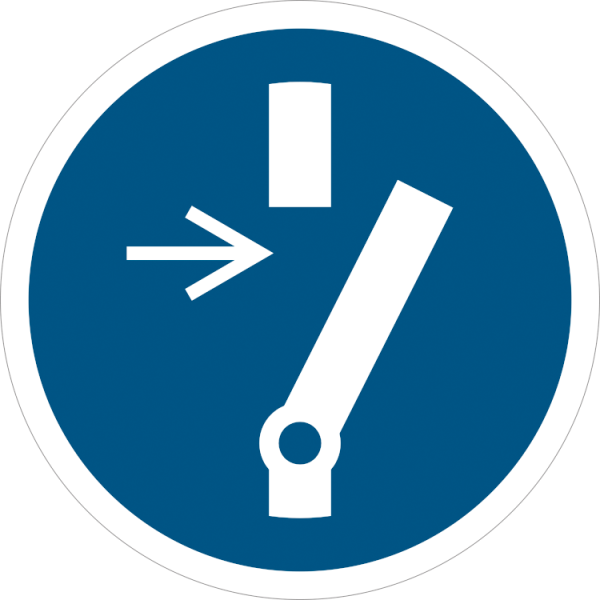 Frånkoppling obligatoriskpåbudskylt - ISO 7010