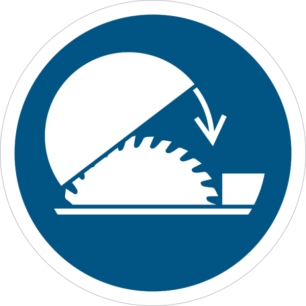 Bladskydd över sågen obligatorisktpåbudskylt - ISO 7010