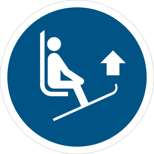 Lyft skidans spetspåbudskylt - ISO 7010