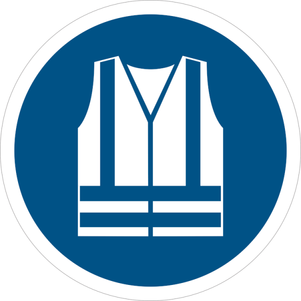 Reflekterande västar är obligatoriskapåbudskylt - ISO 7010