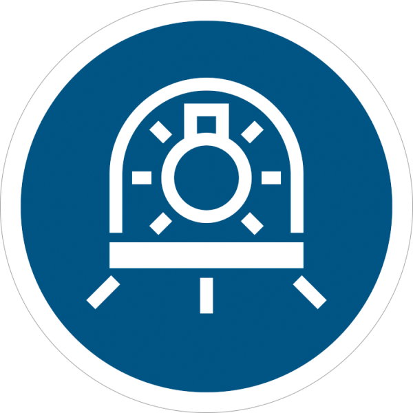 Använd lampa i armatur med skydd - Påbudsskylt - ISO 7010: M070