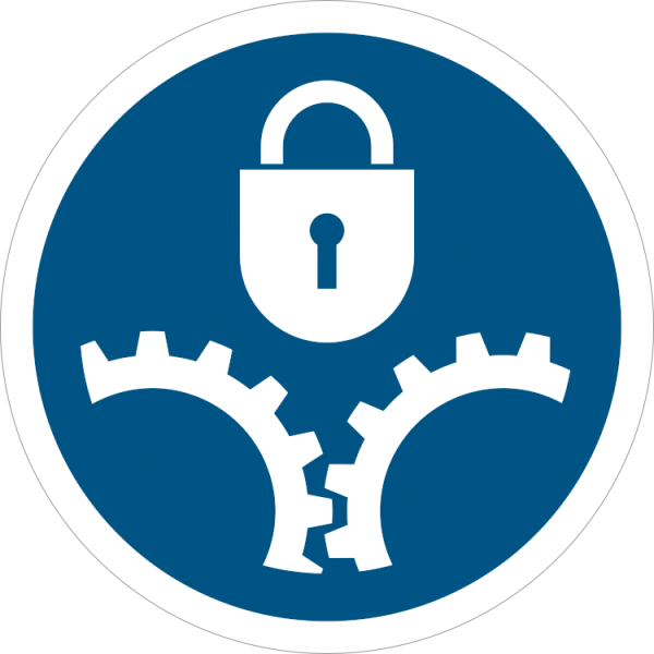 Lås rörliga mekaniska delar - Påbudsskylt - ISO 7010: M068