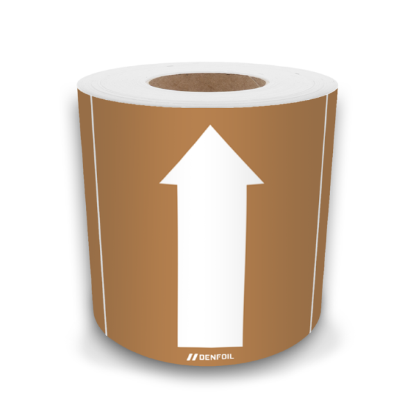 SIS rörmärke till övriga gaser, ljusbrun med vit pil - självhäftande vinyl på rulle, 100 m