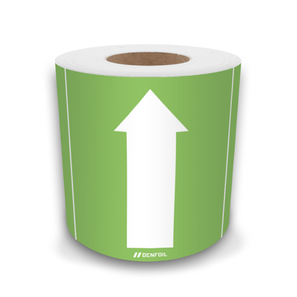 SIS rörmärke till Övrigt, Ljusgrön med vit pil - Självhäftande vinylrulle, 100 m