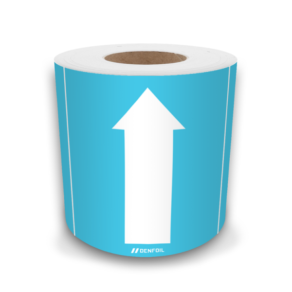 SIS rörmärke till Luft & Vakuum, Ljusblå med vit pil - Självhäftande vinylrulle 100 m