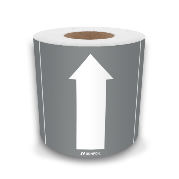 SIS rörmärke till Vattenånga, Grå med vit pil - Självhäftande vinyl på rulle, 100 m