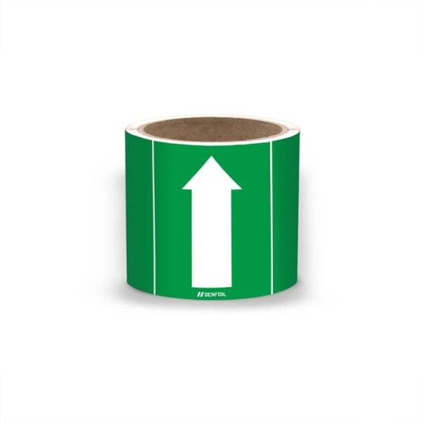 SIS Rörmärke för Vatten - Grön med vit pil, flera varianter + kan anpassas