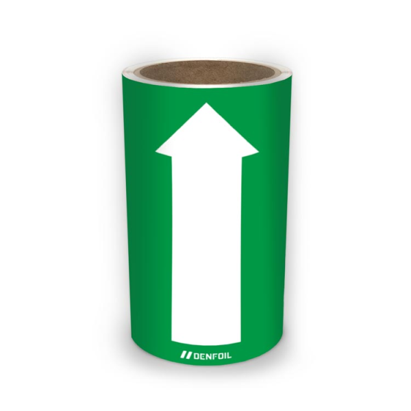 SIS Rörmärke för Vatten - Grön med vit pil, flera varianter + kan anpassas