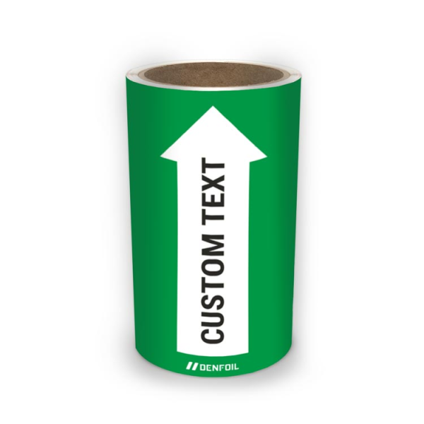 SIS Rörmärke för Vatten - Grön med vit pil, flera varianter + kan anpassas