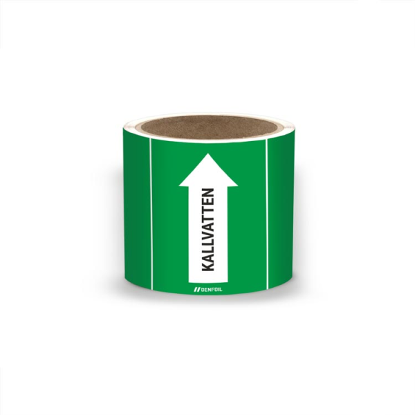 SIS Rörmärke med text "Kallvatten" - Grön, flera varianter