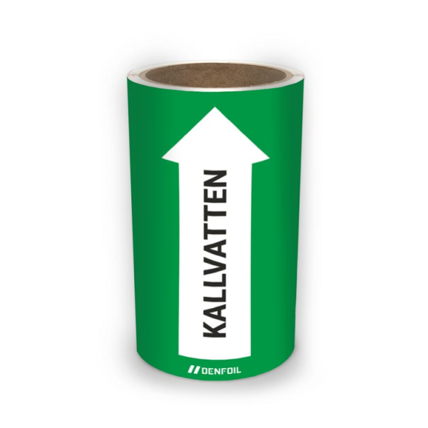 SIS Rörmärke med text "Kallvatten" - Grön, flera varianter