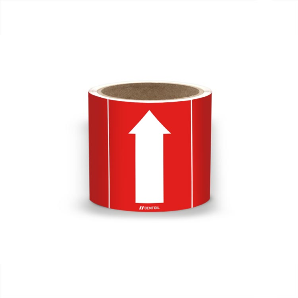 SIS Rörmärke för Brandskydd - Röd med vit pil, flera varianter + kan anpassas