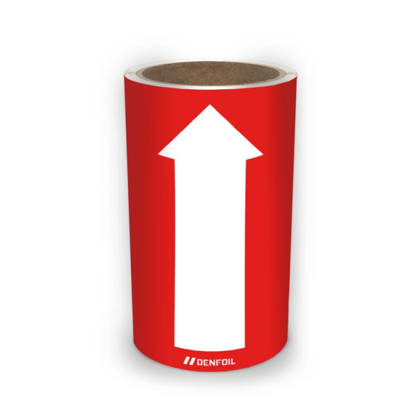 SIS Rörmärke för Brandskydd - Röd med vit pil, flera varianter + kan anpassas