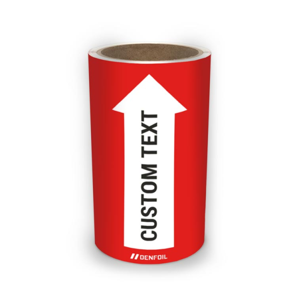 SIS Rörmärke för Brandskydd - Röd med vit pil, flera varianter + kan anpassas