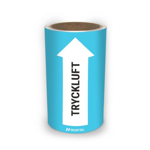 SIS Rörmärke med text "Tryckluft" - Ljusblå, flera varianter