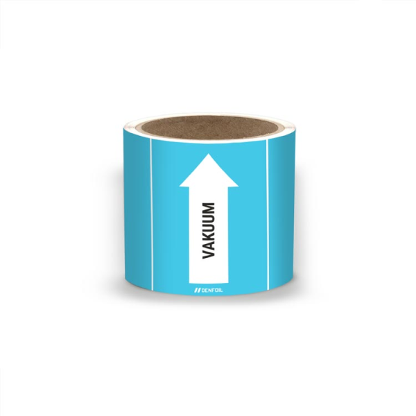 SIS Rörmärke med text "Vakuum" - Ljusblå, flera varianter