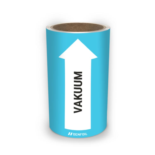 SIS Rörmärke med text "Vakuum" - Ljusblå, flera varianter