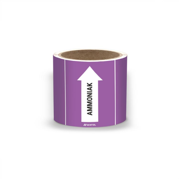 SIS Rörmärke med text "Ammoniak" - Violett, flera varianter