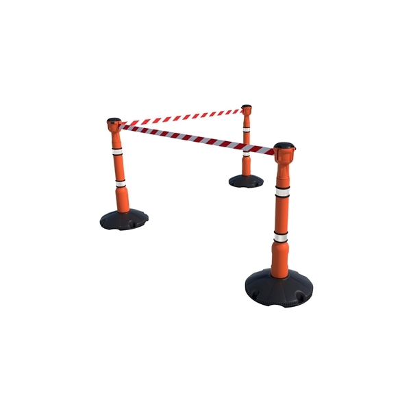 3-punkts avspärrningspaket (3 x 9 m röd/vit avspärrningsband) SKIPPER-system. 