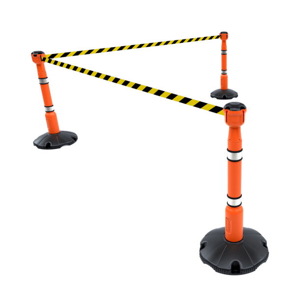 SKIPPER 3-punktsspärr (3 x 9 m gul/svart avspärrningsband) SKIPPER-system. 