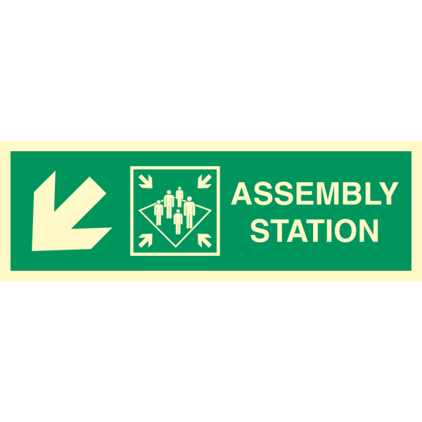 Assembly station arrow down to corner - IMO Direction sign - IMPA 334326