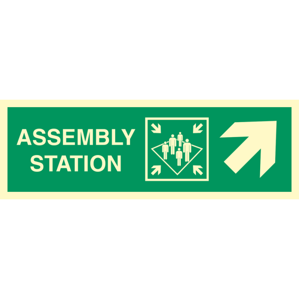 Assembly station arrow up to corner - IMO Direction sign - IMPA 334323