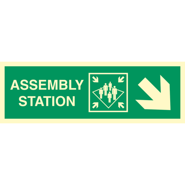 Assembly station arrow down to corner - IMO Direction sign - IMPA 334327