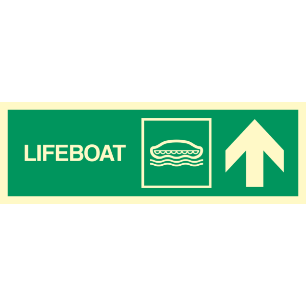 Lifeboat arrow down up right - IMO Direction sign - IMPA 334301