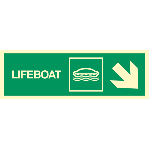Lifeboat arrow down right - IMO Direction sign - IMPA 334307