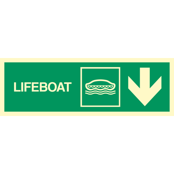 Direction sign  - Lifeboat arrow down right 