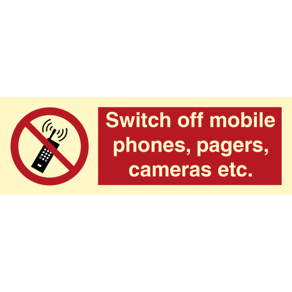 Switch off mobile phones, pagers, camera etc. - IMO Prohibition sign - IMPA 338570