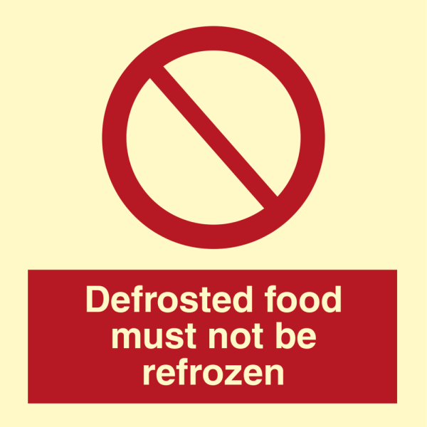 Defrosted food must not be frozen - IMO Prohibition sign - IMPA 332884