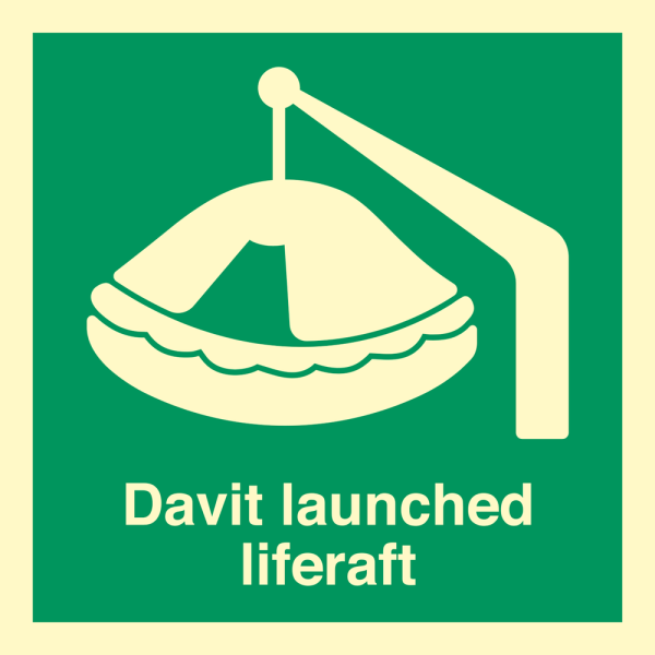 Davit launched liferaft - IMO sign - IMPA 334103