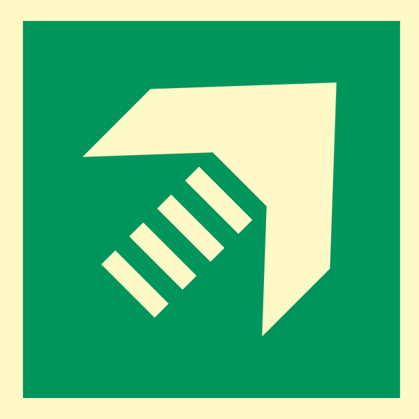 Diagonal arrow secondary escape route - IMO Emergency sign - IMPA 334455