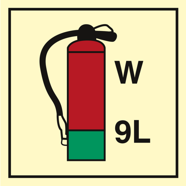 Water Extinguisher 9 L - IMO Fire Control sign