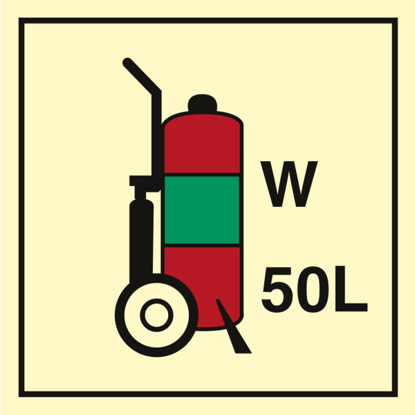 Wheeled fire extinguisher Water 50L - IMO Fire Control sign