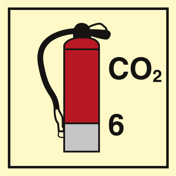 CO2 Extinguisher 6 kg - IMO Fire Control sign