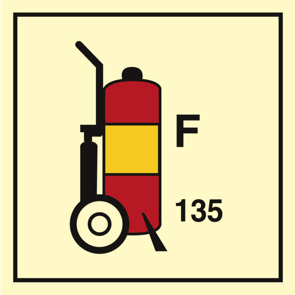 Wheeled fire extinguisher F 135L - IMO Fire Control sign